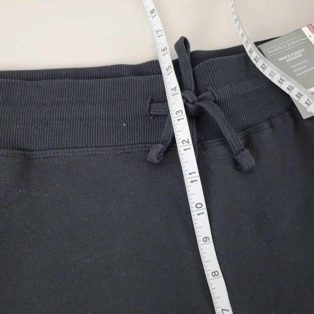 Berkley Jensen Mens Fleece Jogger Pants Drawstring Cotton Blend Black XXL NWT